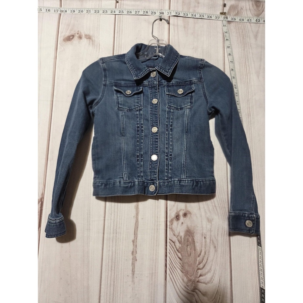 GapKids Jacket Youth Large Blue Denim Jean Stretch Snap Front Pockets Casual‎